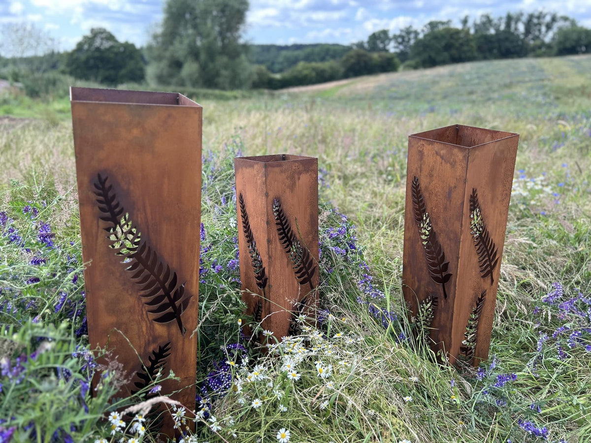 Corten Steel Garden Columns | Laser Cut Garden Features & Ideas