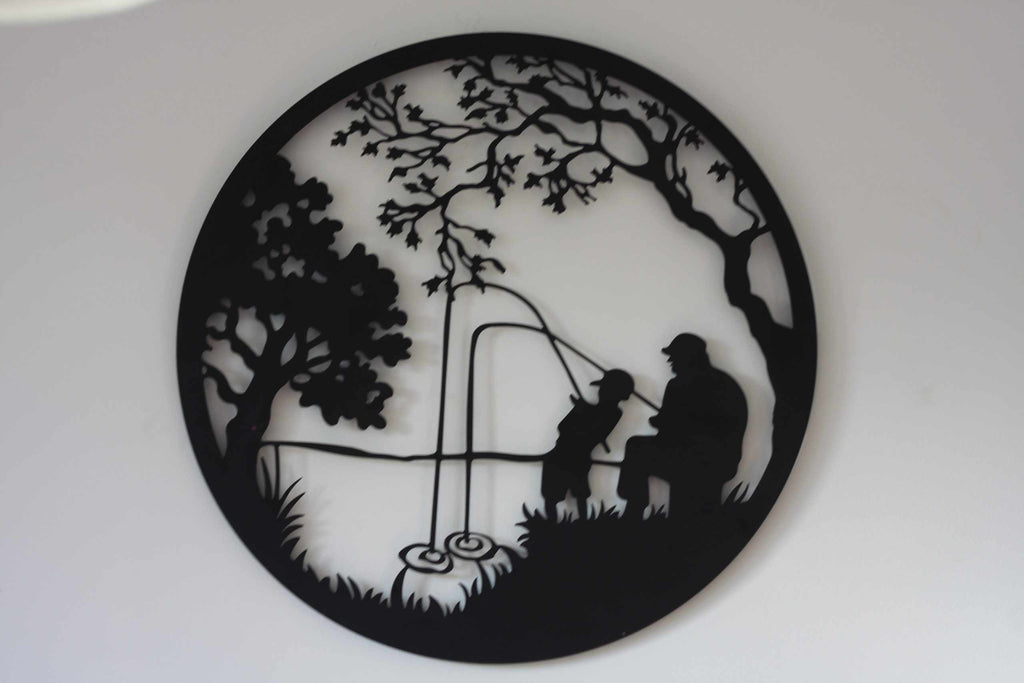 Fishing Dad & Son Metal Wall Art | 45cm