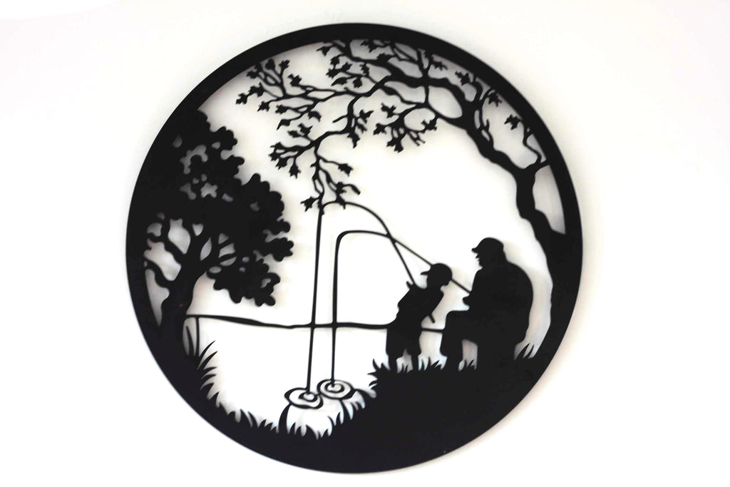Fishing Dad & Son Metal Wall Art | 45cm