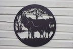Horse & Foal Metal Wall Art Black | 60cm