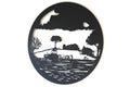 Tractor in Field Metal Wall Art Black | 60cm