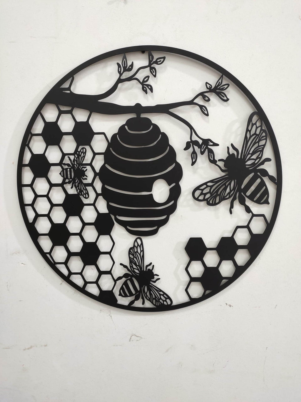 Bee & Hive - Metal Wall Art - 60cm