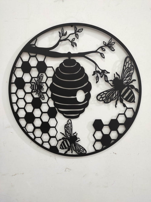 Bee & Hive - Metal Wall Art - 60cm
