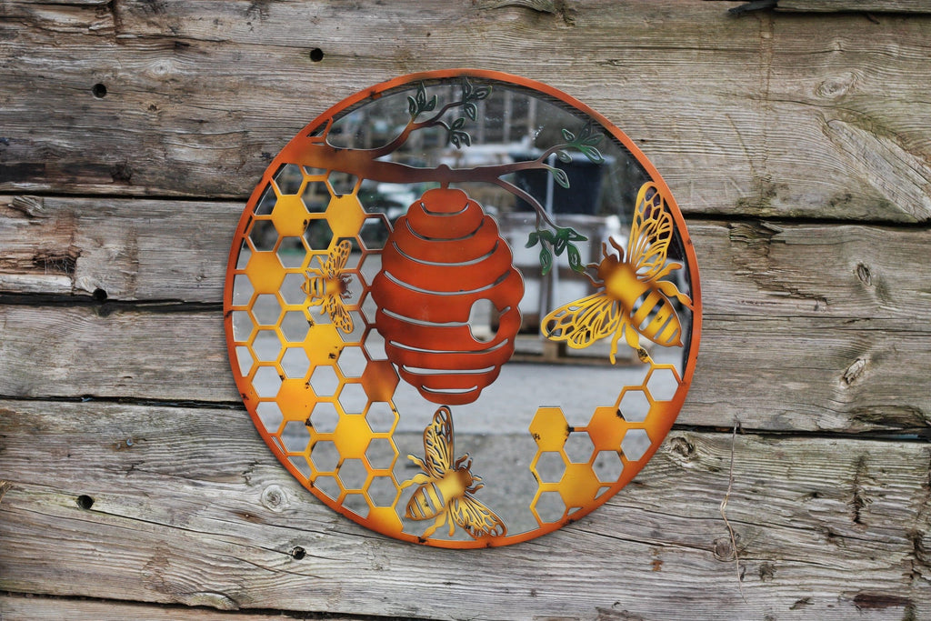 Bee & Hive - Metal Wall Art - 60cm