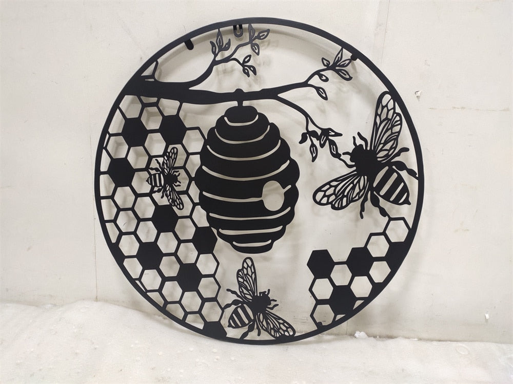 Bee & Hive - Metal Wall Art - 60cm