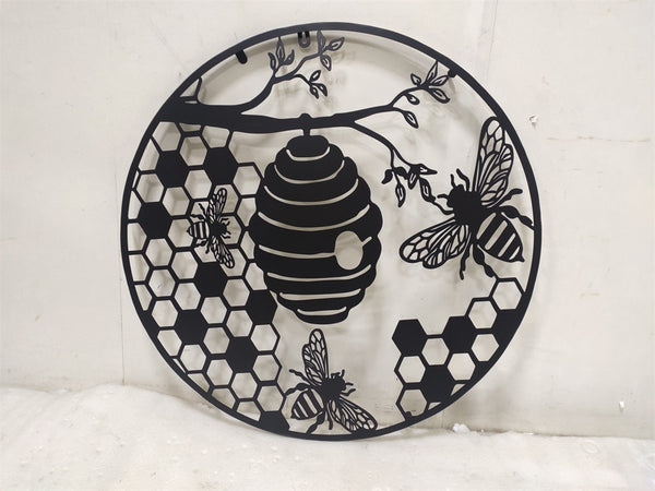 Bee & Hive - Metal Wall Art - 60cm