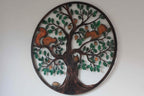Squirrels in Tree of Life Metal Wall Art Black | 60cm