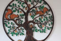 Squirrels in Tree of Life Metal Wall Art Black | 60cm