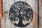 Squirrels in Tree of Life Metal Wall Art Black | 60cm