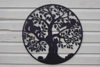 Squirrels in Tree of Life Metal Wall Art Black | 60cm
