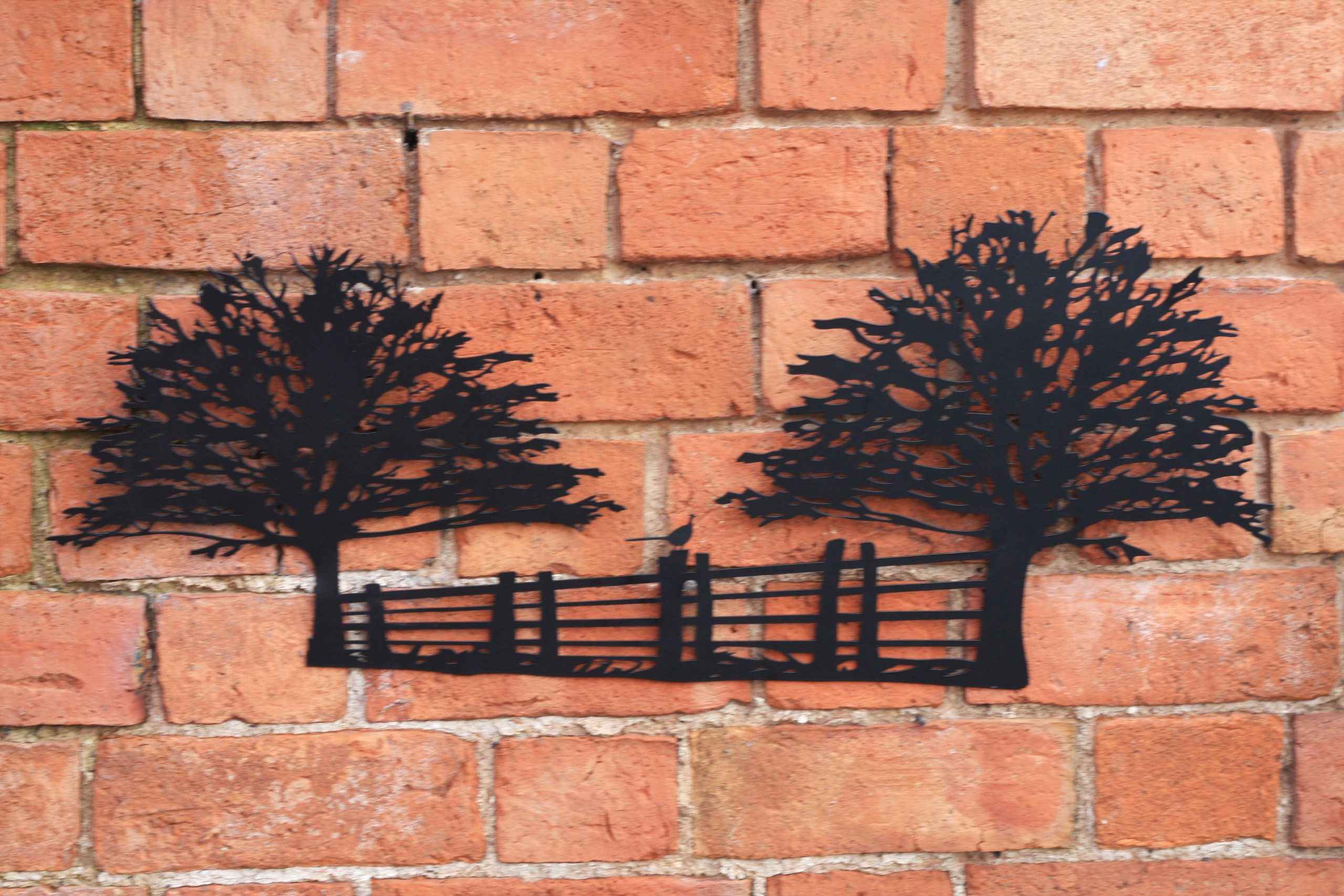 Pheasant on Fence Metal Wall Art Black | 70 x 28cm