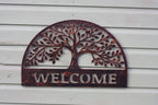 Welcome Sign - Tree of Life Metal Wall Art Black | 60cm