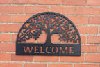 Welcome Sign - Tree of Life Metal Wall Art Black | 60cm