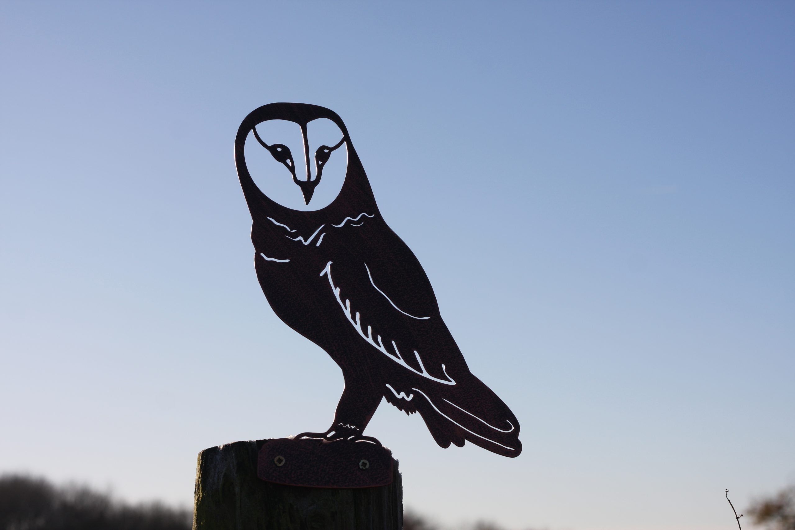 barn owl metal fence topper powder coated steel garden decor