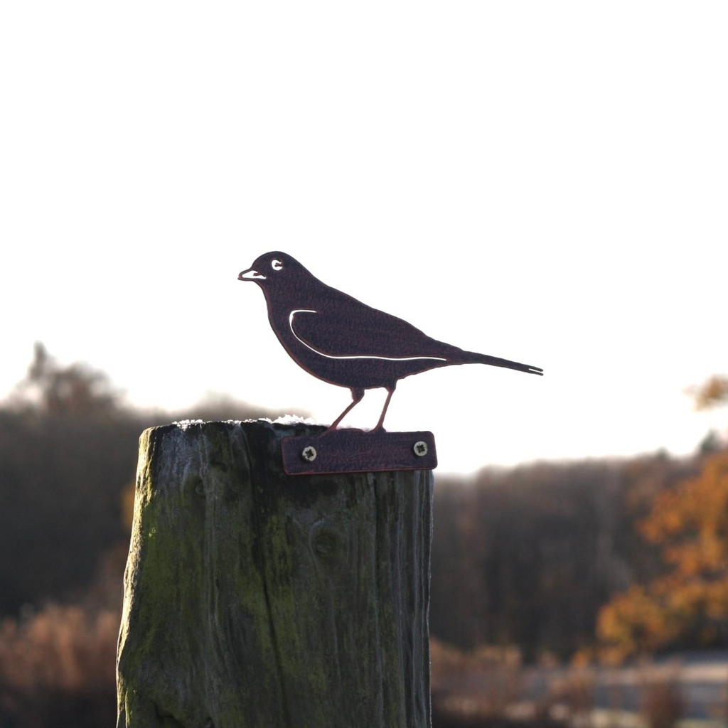 Blackbird Fence Topper | Copper Steel Garden Fence Decoration