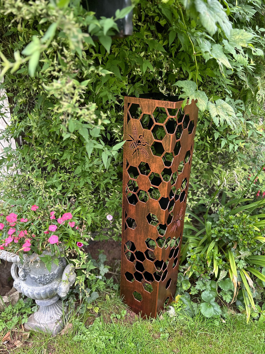 Honeycomb Bee Steel Planter Column – Copper Finish | 90cm