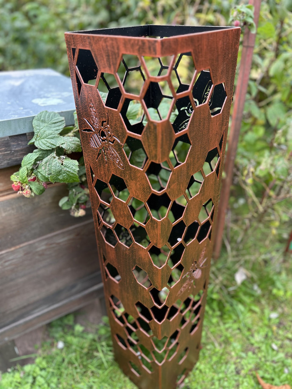 Honeycomb Bee Steel Planter Column – Copper Finish | 90cm