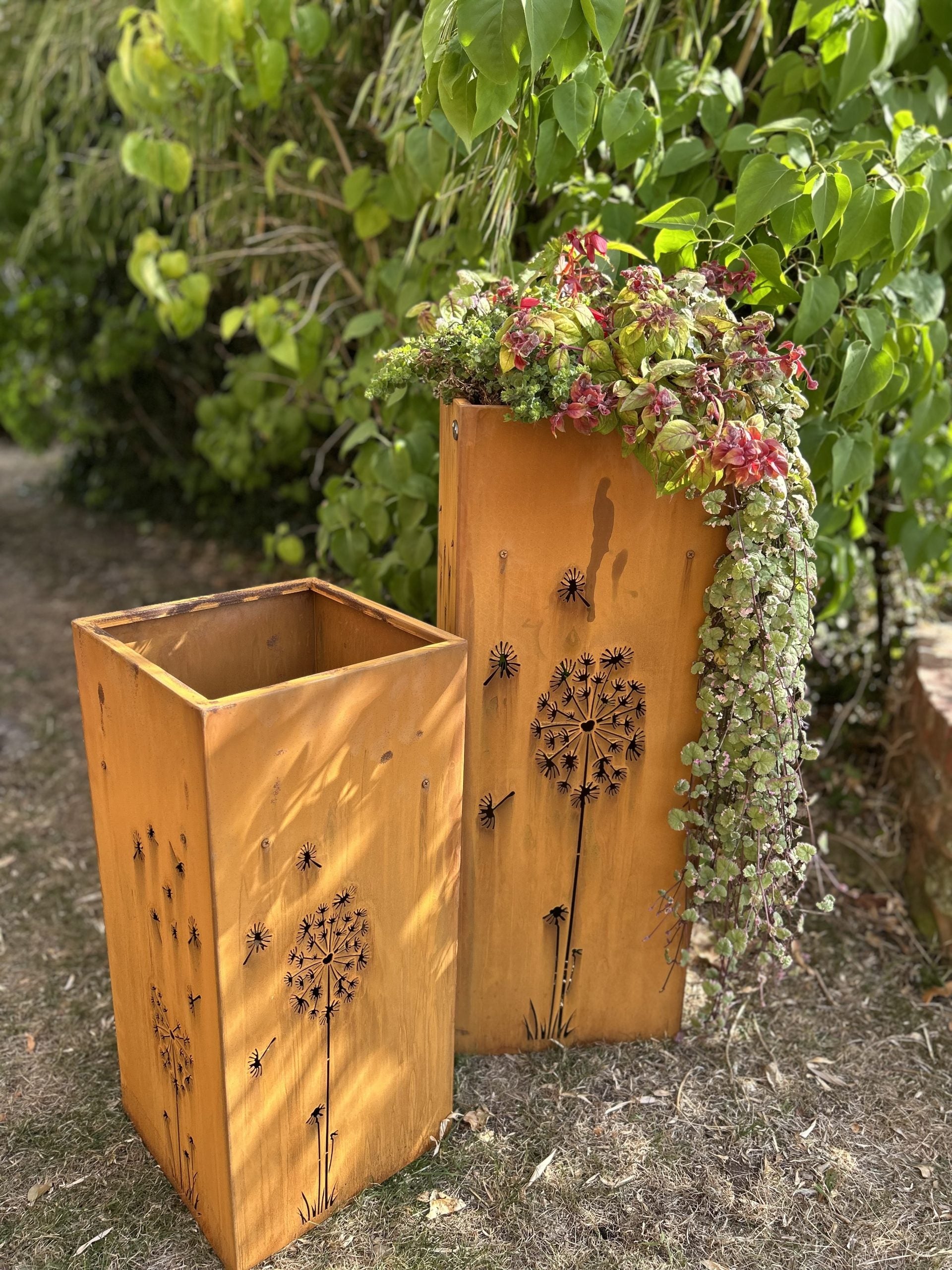 Dandelion Corten Steel Planters | Set of 2
