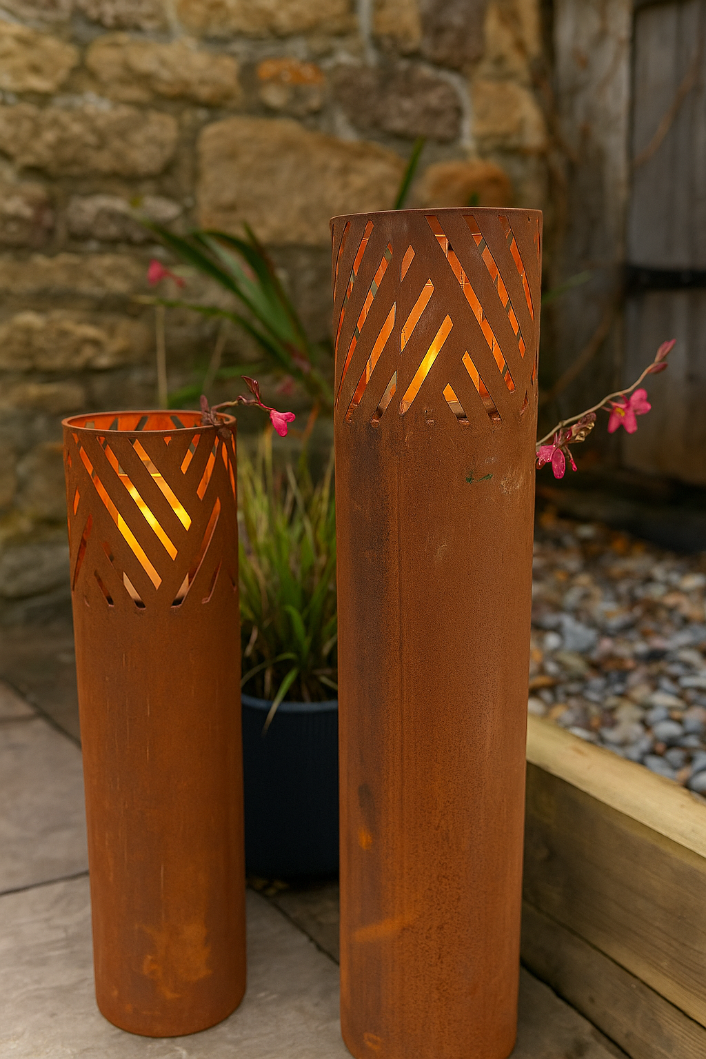 Corten Steel Candle Columns | Set of 2