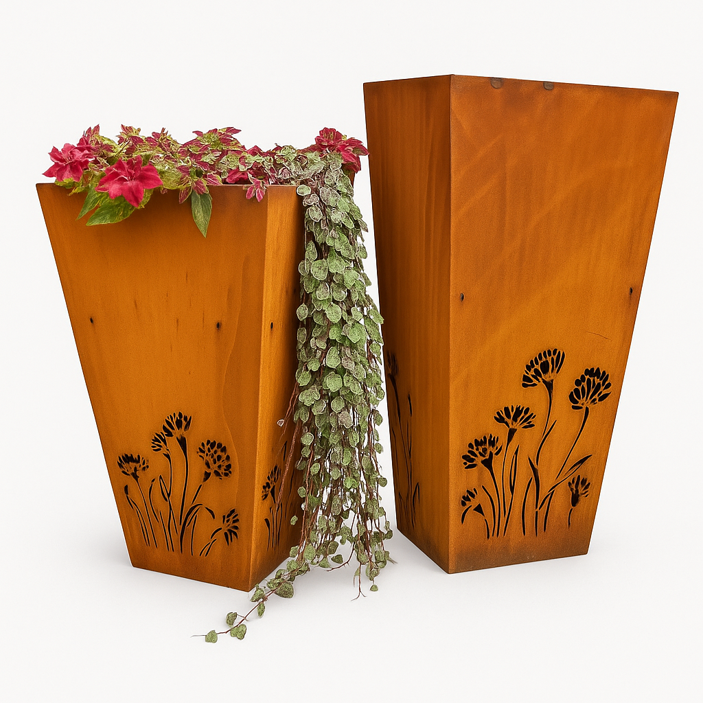 Corten Vase Planters | Set of 2 Garden Planters