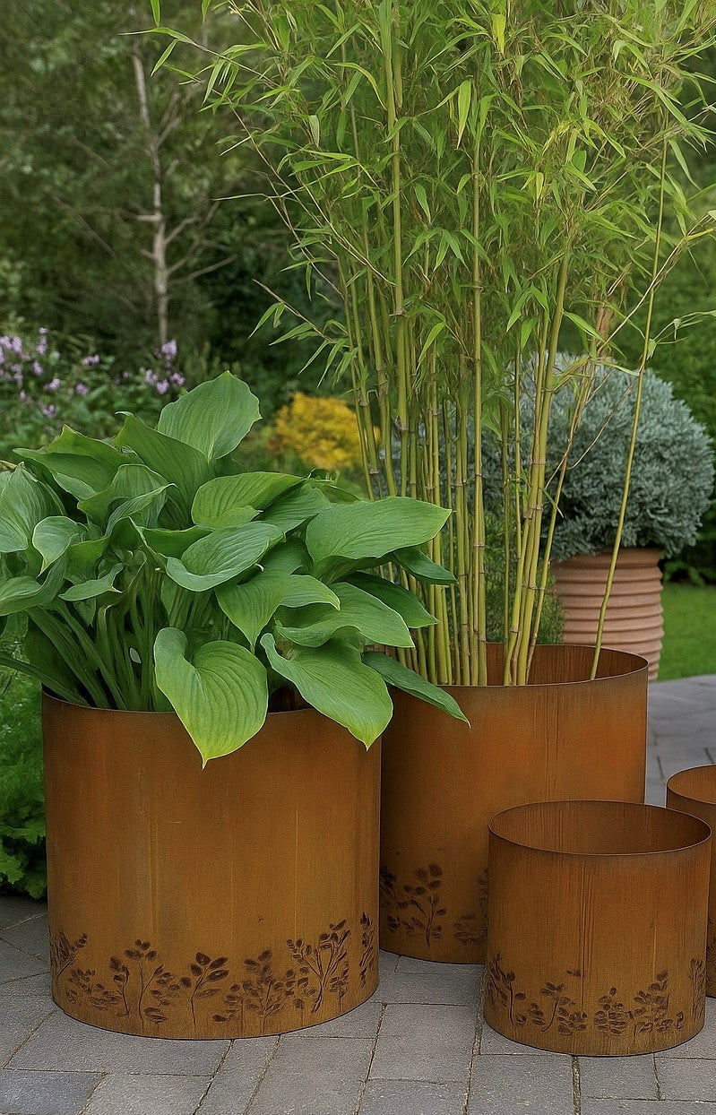 Steel Round Laser Cut Garden Planters | Set of 3