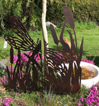 Dragonfly Panel Screen | Rustic Steel Garden Screen, Set of 2