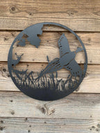 Pheasant in Flight Metal Wall Art Black | 60cm