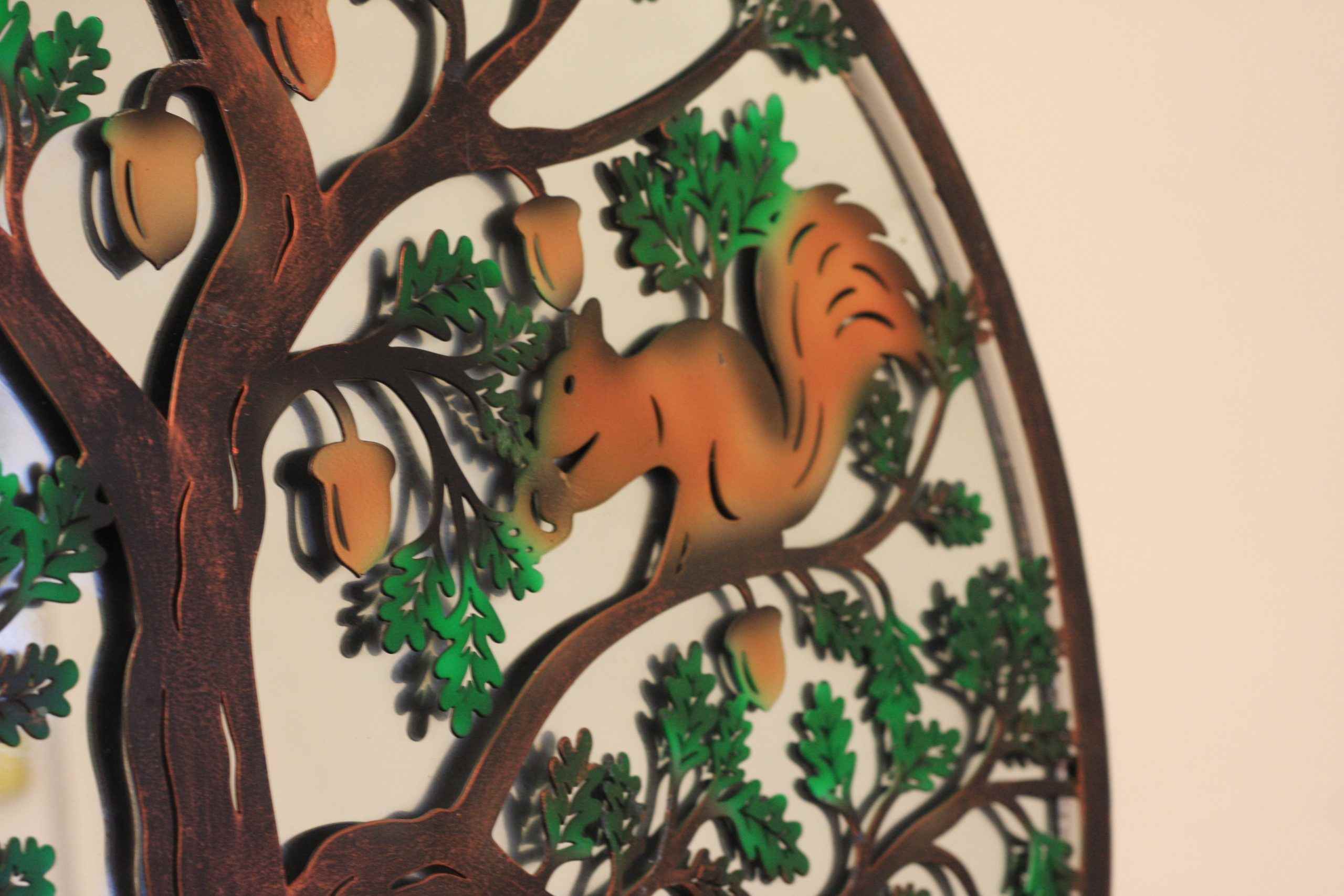 Squirrels in Tree of Life Metal Wall Art Black | 60cm