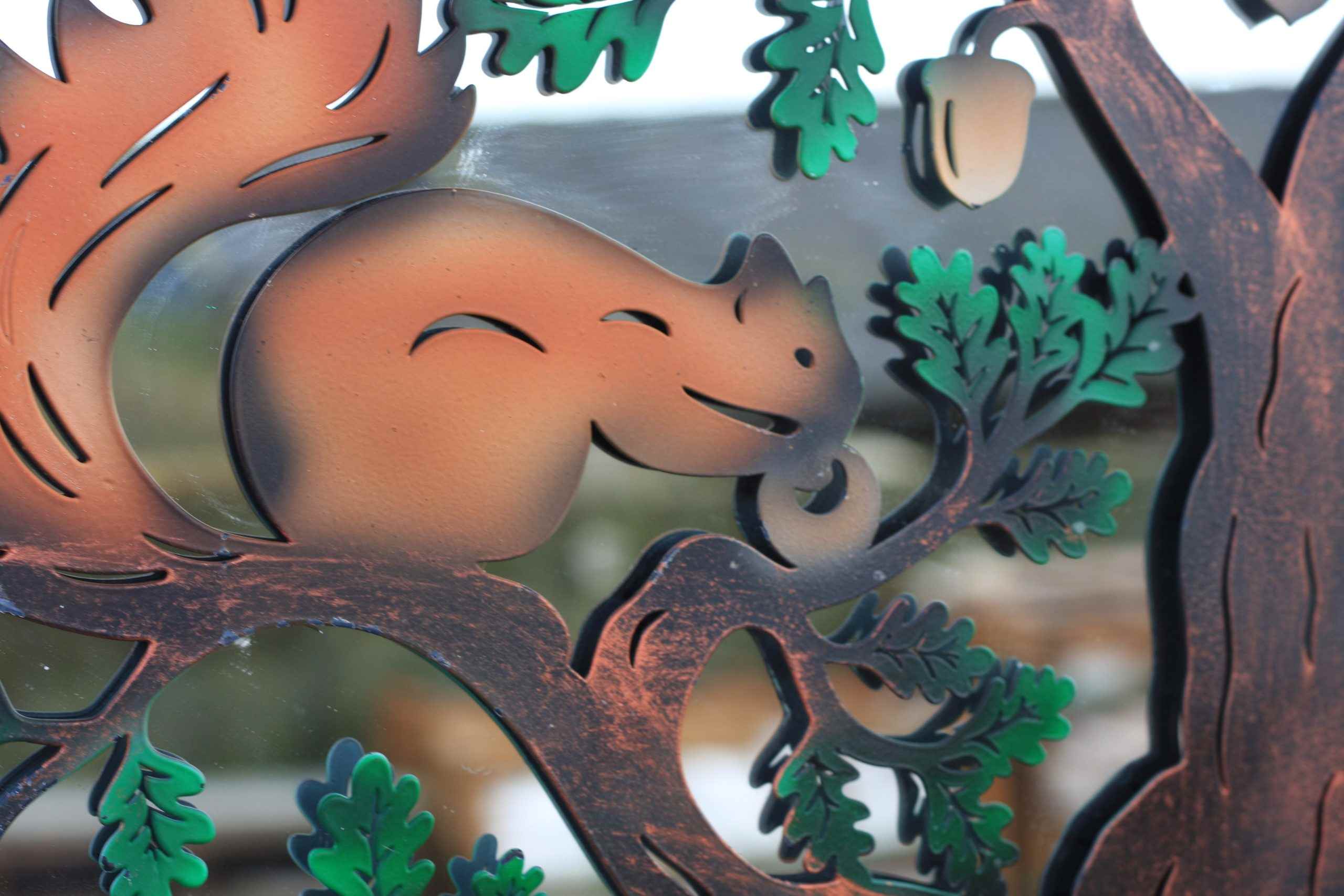 Squirrels in Tree of Life Metal Wall Art Black | 60cm