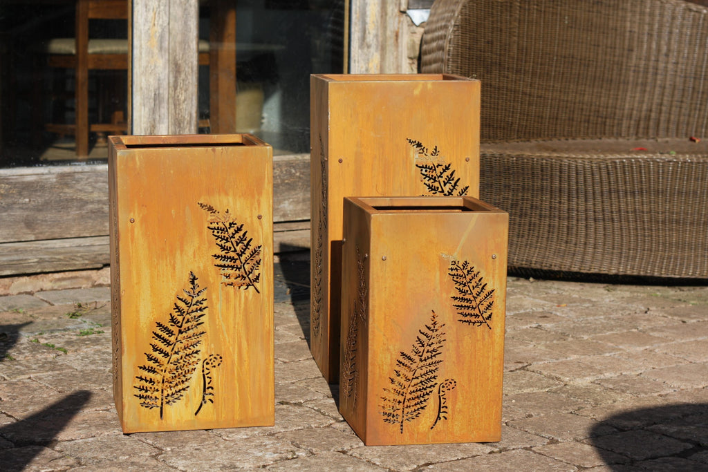 Fine Fern Corten Steel Planters | Set of 3