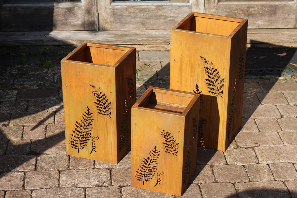 Fine Fern Corten Steel Planters | Set of 3