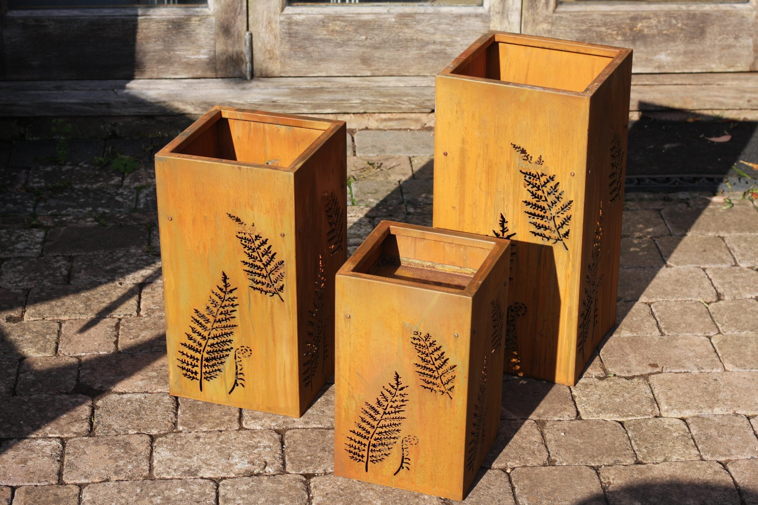 Fine Fern Corten Steel Planters | Set of 3