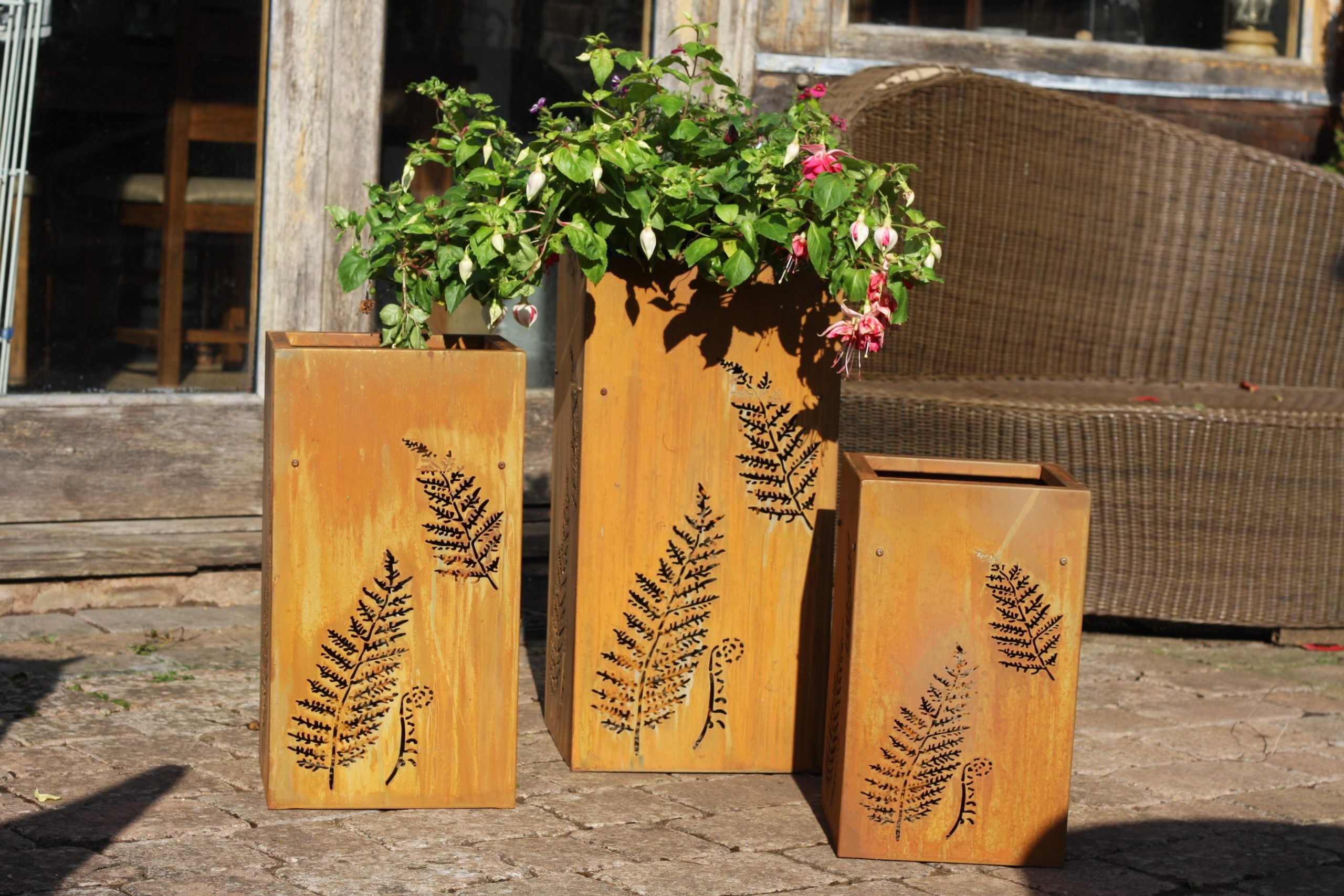 Fine Fern Corten Steel Planters | Set of 3
