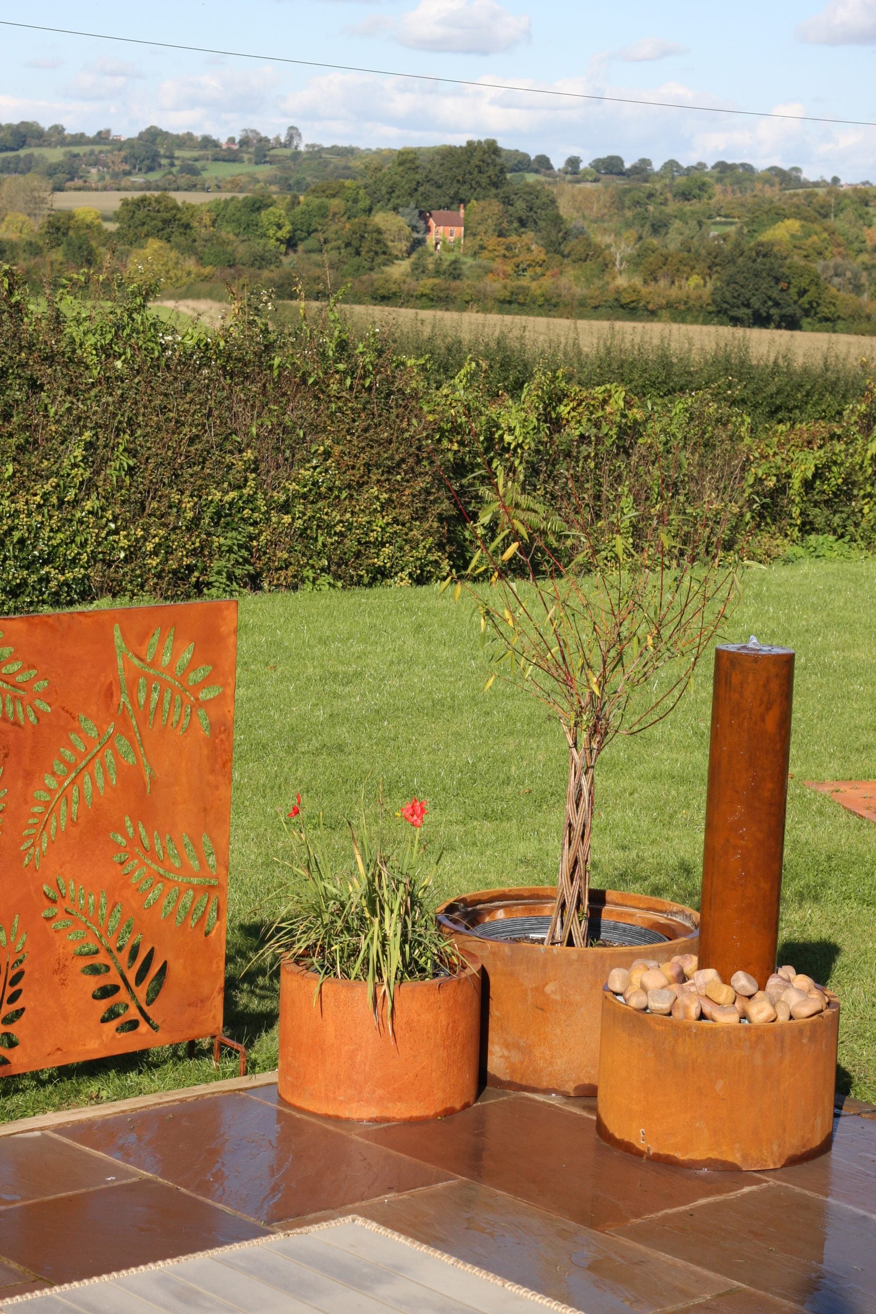 Natural Rust Fern XL Steel Garden Panel Privacy Screen | 180x120cm
