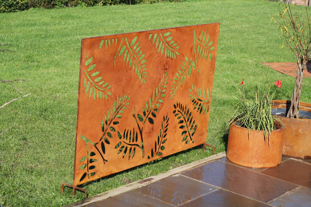 Natural Rust Fern XL Steel Garden Panel Privacy Screen | 180x120cm