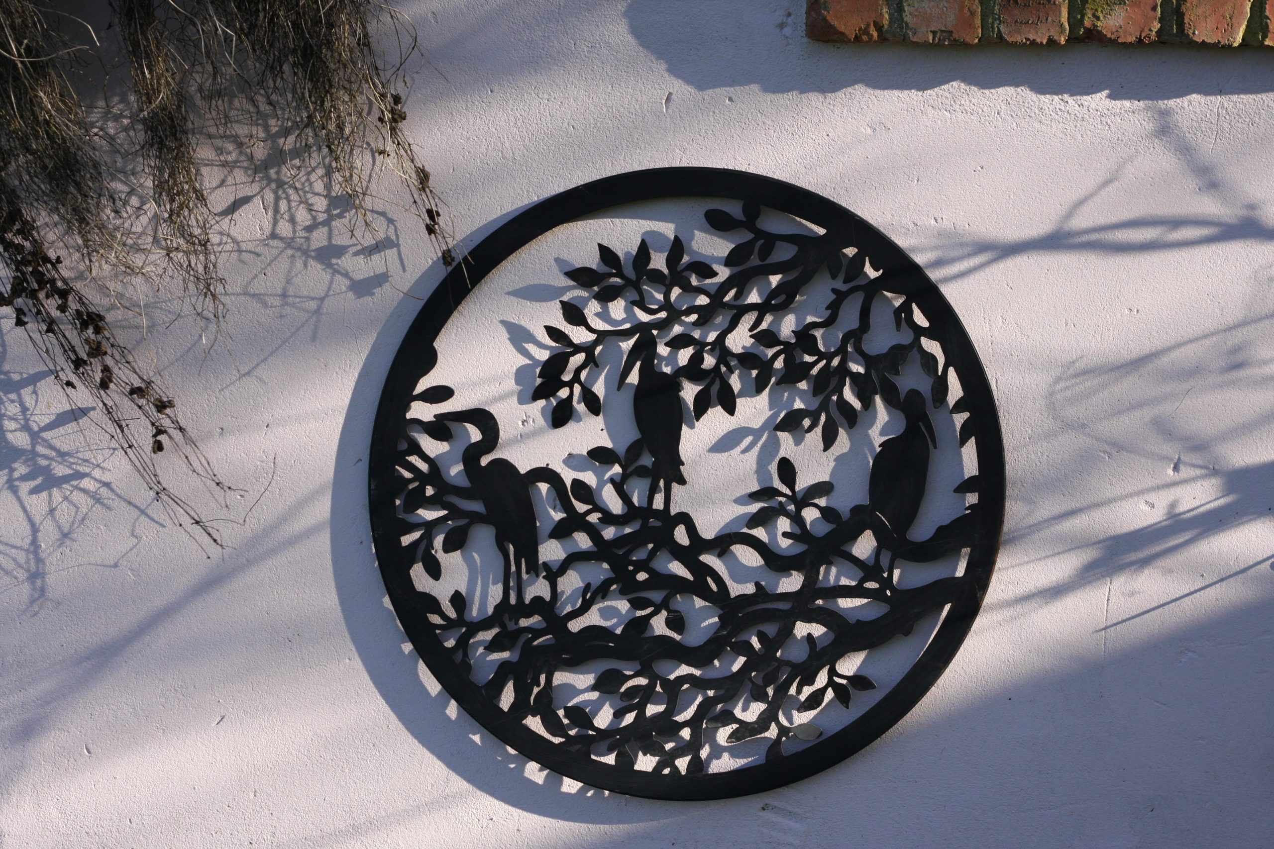 Herons on Branch Metal Wall Art Black | 60cm