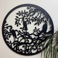 Herons on Branch Metal Wall Art Black | 60cm