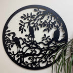 Herons on Branch Metal Wall Art Black | 60cm