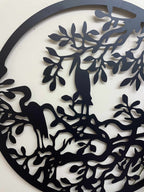 Herons on Branch Metal Wall Art Black | 60cm