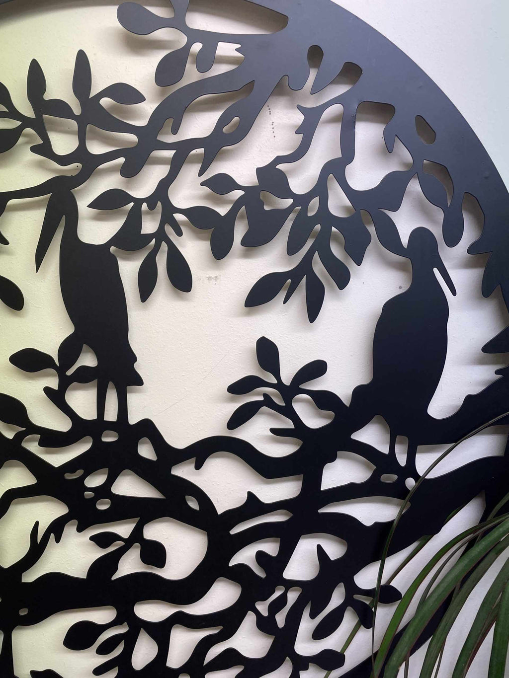 Herons on Branch Metal Wall Art Black | 60cm