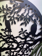 Herons on Branch Metal Wall Art Black | 60cm