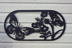 Butterfly Steel Wall Art Black | Oval 70 x 35cm