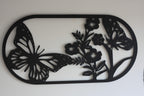 Butterfly Steel Wall Art Black | Oval 70 x 35cm