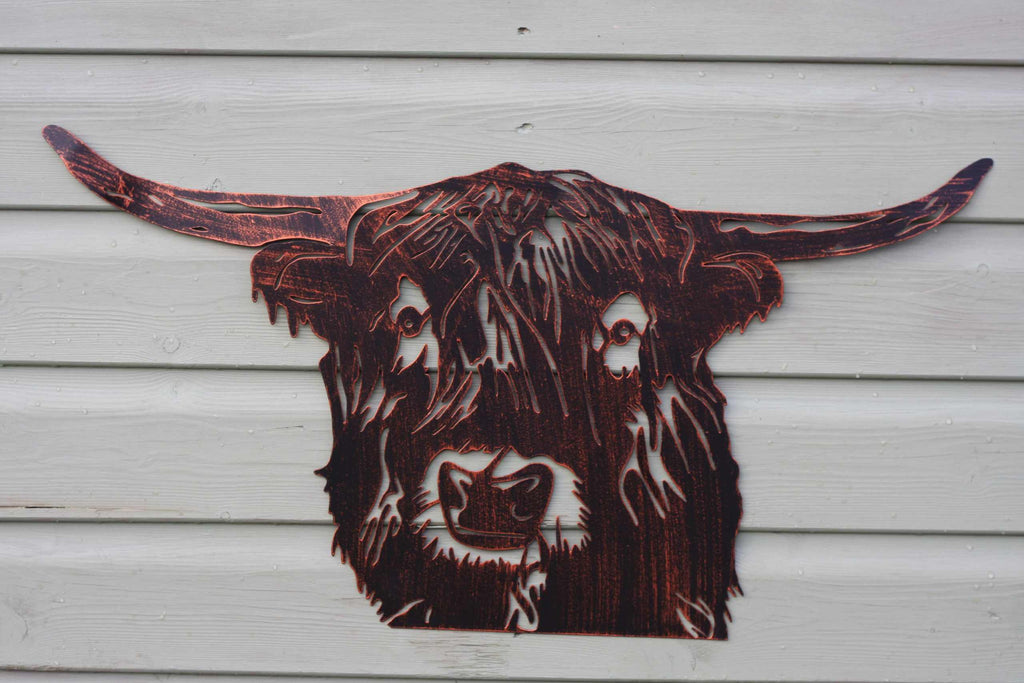 Highland Cow Metal Wall Art Copper