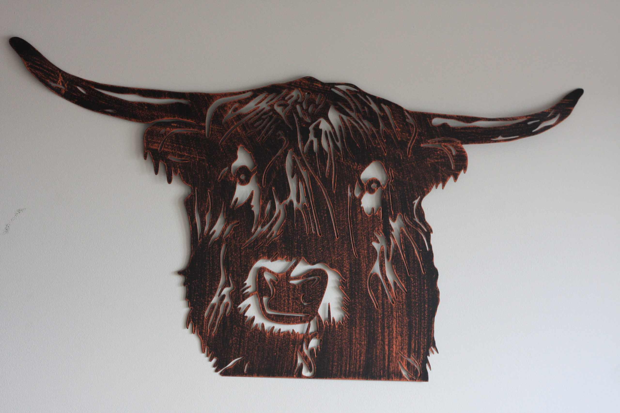 Highland Cow Metal Wall Art Copper