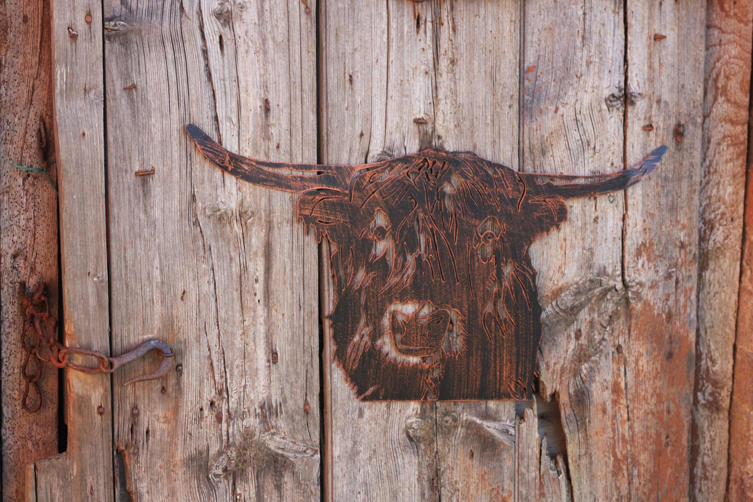 Highland Cow Metal Wall Art Copper