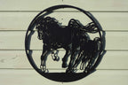Galloping Mare & Foal Metal Wall Art Black | Various Sizes