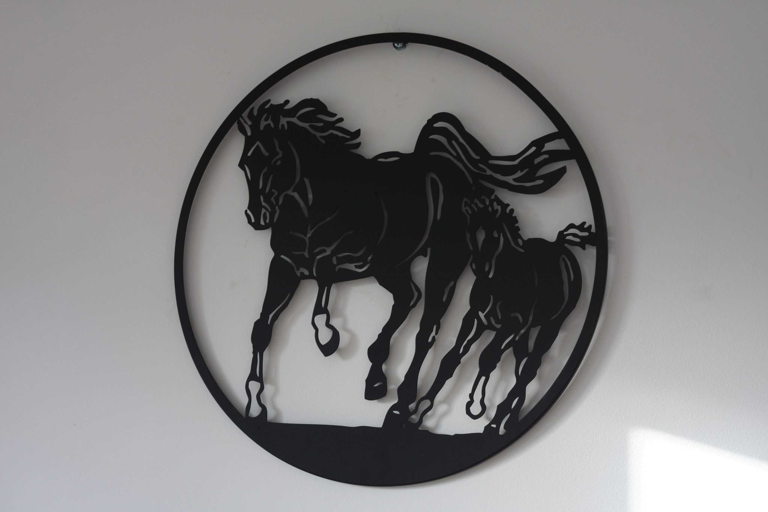 Galloping Mare & Foal Metal Wall Art Black | Various Sizes