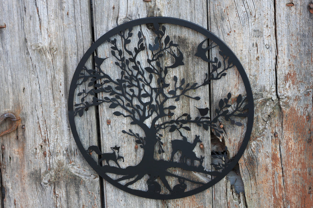 Wildlife Scene Metal Wall Art – Black | Various Sizes