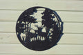 Deer Couple in Evergreen Woods Metal Wall Art Black | Various Sizes